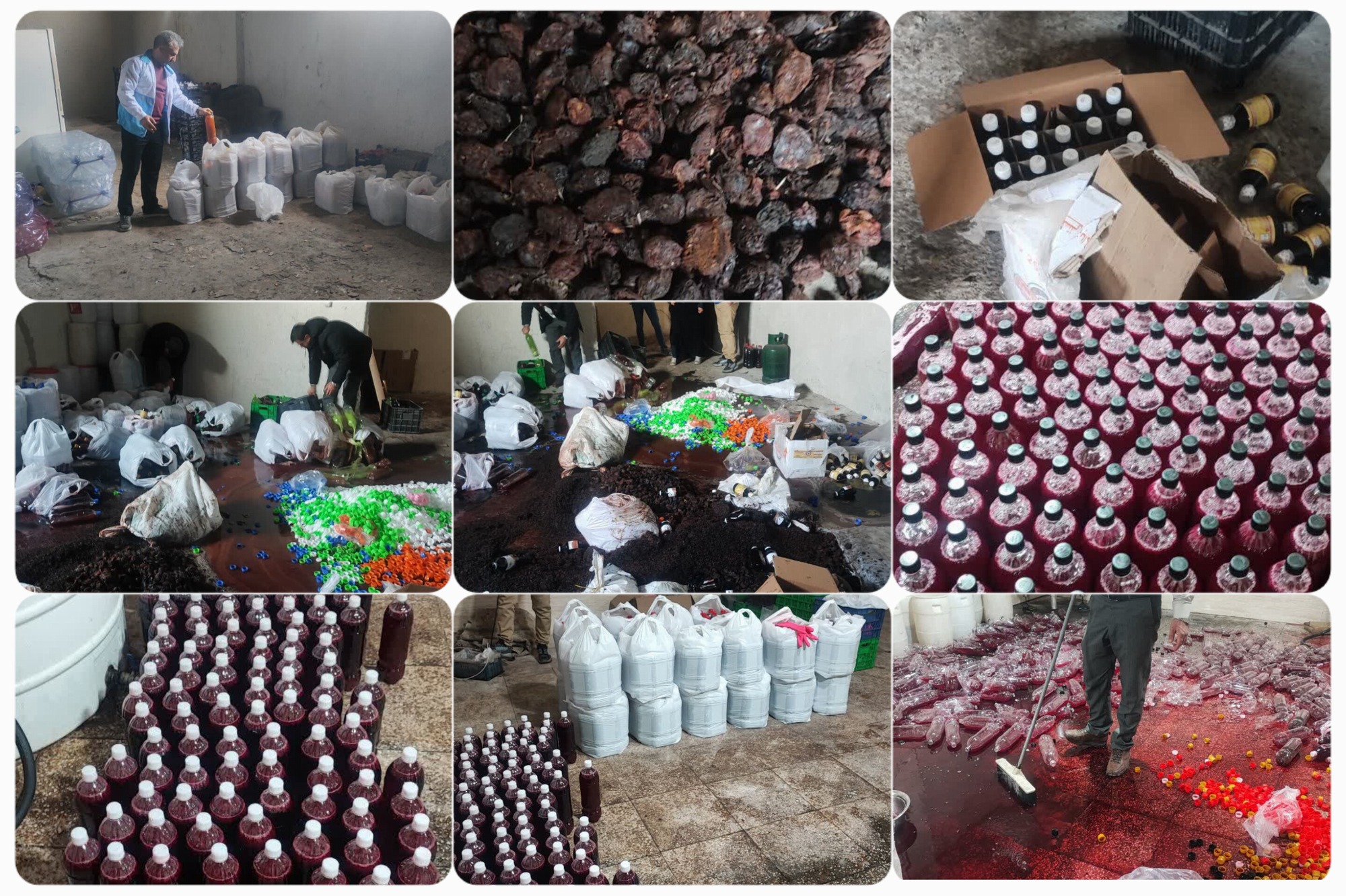 شناسایی و پلمب کارگاه غیرمجاز تولید آبمیوه و معدوم‌سازی ۲۵۰۰ لیتر آبمیوه غیربهداشتی در شهرستان شهریار 